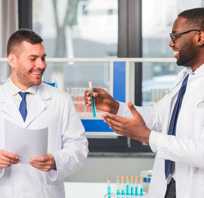 doctors checking vials