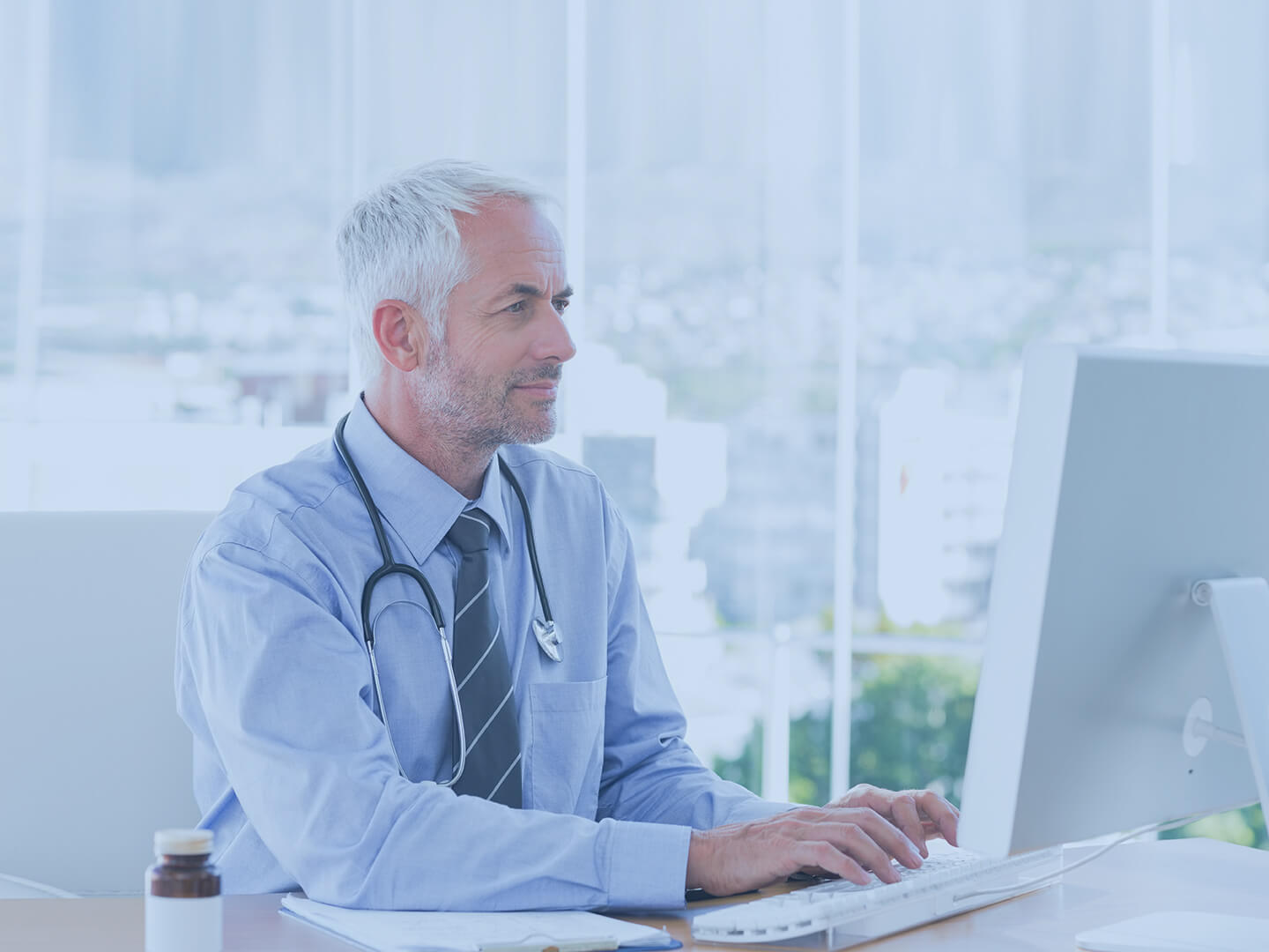 secure medical doctor on computer